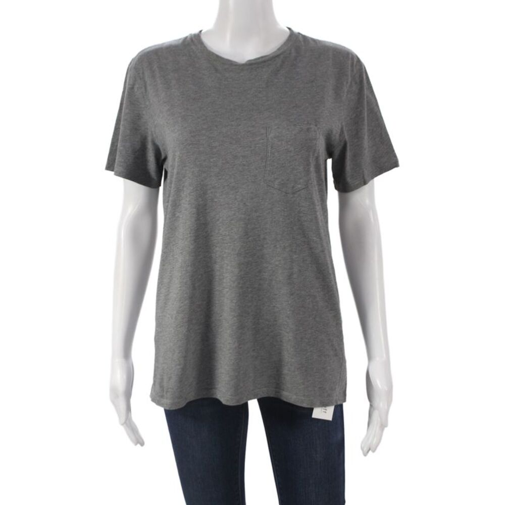 Vince Womens Basic Crew Neck Gray Pima Cotton Short Sleeve T-Shirt Size S